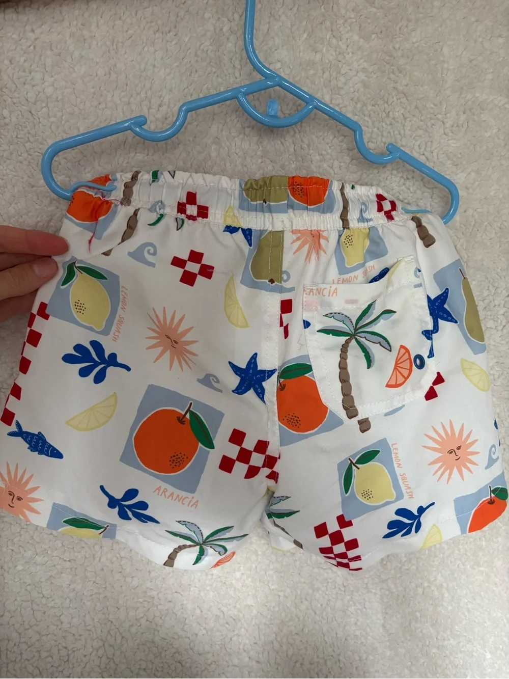 Cotton On Kids White Swim Shorts – Fruit & Sea Print – 12M - NWOT